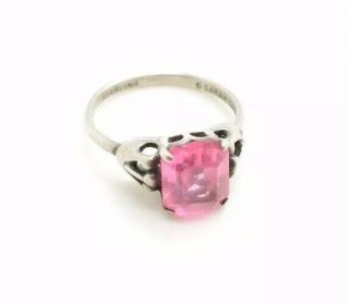 Vintage Sarah Coventry Sterling Silver Pink Rhinestone Crystal Ring Size 7