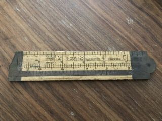 Vintage 12 " Stanley No.  36 - 1/2 Boxwood & Brass Rule / Caliper