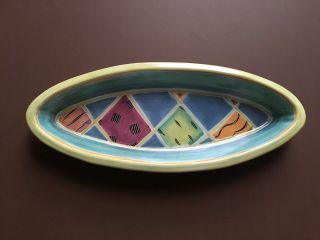 Vintage Ts Post California Redware Art Pottery Oval Plate Platter Bowl 13” L