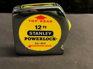Vintage Stanley 12ft Powerlock Tape Measure With Top Read -