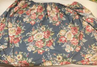 Vtg Ralph Lauren Kimberly King Fitted Sheet Blue Floral Cabbage Rose Usa