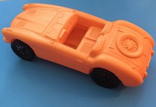 Vintage 1964 A J Renzi Austin - Healey Large Plastic Toy Car Orange Blow Mold
