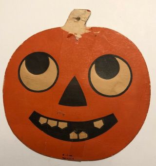 Vintage H.  E.  Luhrs Halloween Pumpkin Jack - O - Lantern Die Cut Decoration