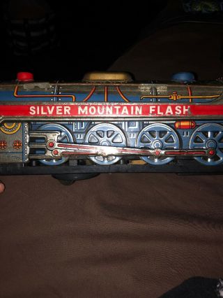 Vintage Silver Mountain Flash Train Engine - Old Battery Operated - Tin Toy - Japan