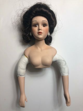 Vintage Porcelain Victorian Lady 6” Half Doll Swivel Head Shoulder W/ Arms Parts