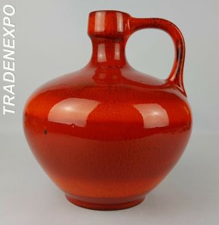 Huge Vintage 60 - 70s Ruscha Keramik 340 Red Vase West German Pottery Fat Lava Era