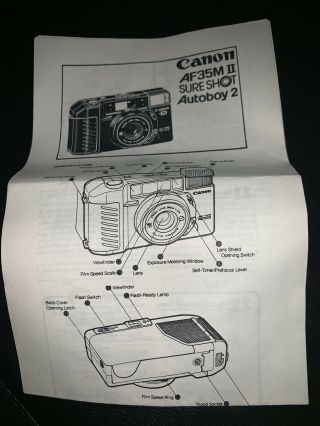 Vintage Canon AF35M II Sure Shot Autoboy 2 Camera W/box 8