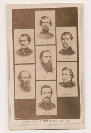 Vintage Cdv Montage Of Confederate Generals Of The South 3