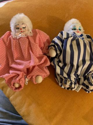 2 Vintage Q - Tee Clown Sand Doll 5 Inch.  1987 Collectible Doll