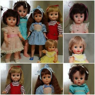 5 Vtg.  Dolls,  Effanbee,  Ideal,  2 Unmarked Vinyl & 1 Hard Plastic Doll Sleep Eyes