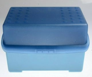 Vintage 1994 4x6 Index Card File Box Recipe Plastic Blue 2 - Tone