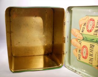 VINTAGE BEECH - NUT PEPPERMINT CHEWING GUM YELLOW GREEN TIN CANISTER 3