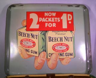 VINTAGE BEECH - NUT PEPPERMINT CHEWING GUM YELLOW GREEN TIN CANISTER 4