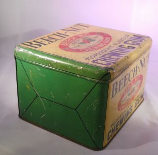 VINTAGE BEECH - NUT PEPPERMINT CHEWING GUM YELLOW GREEN TIN CANISTER 5