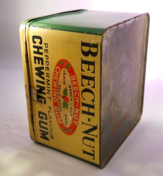 VINTAGE BEECH - NUT PEPPERMINT CHEWING GUM YELLOW GREEN TIN CANISTER 7