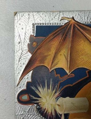 Vintage Holiday Halloween Bat Jack - o - Lantern Postcard 1910 One Cent Stamp 7