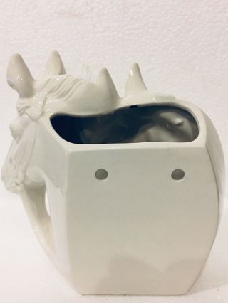 Vintage White Glossy Ceramic Double Horse Head Wall Pocket Planter Figurine EVC 6