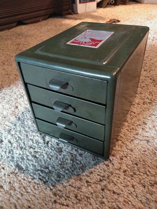 Vtg Steelmasters File A Way 4 Drawer Chest Cubbies