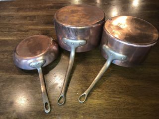 Vintage Bazar Francais York " 666 " Set Of Three: Two Pots And A Pan