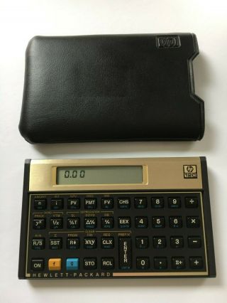 Vintage Hp 12c Financial Rpn Calculator With Sleeve Made In Usa