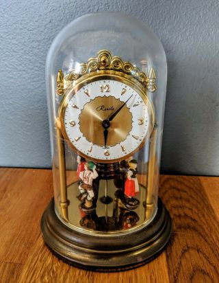 Vintage Ranela Wind Up Dome Mantle Clock With Moving Figures