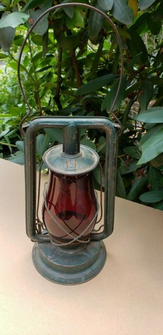 Vintage Paull’s No.  0 Kerosene Lantern W/ Red Globe Patented 1909