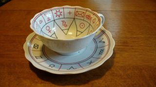 Vintage Horoscope Astrology Zodiac Fortune Wicka Tea Cup Saucer