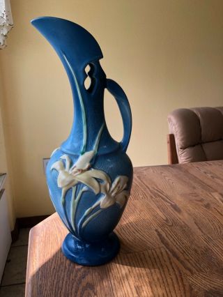 Vintage Roseville Pottery Zephyr Lily Vase 24 - 15
