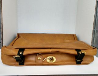 Vintage Hanging Garment Bag Tan Faux Leather Luggage 2 Hangers Removable Strap 2
