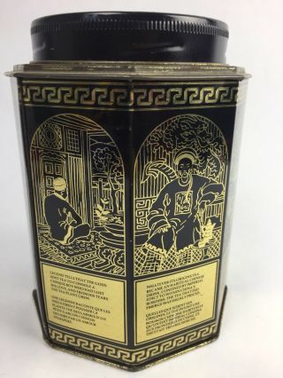 Vintage Japanese Tea Caddy Tin Can Japan Decorative Old Time Scenes England 2