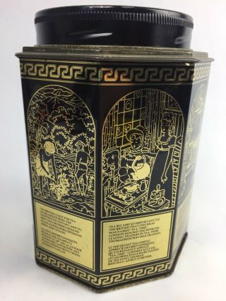 Vintage Japanese Tea Caddy Tin Can Japan Decorative Old Time Scenes England 3
