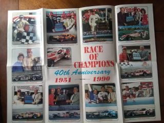 Rare Vintage Nascar Poster " Race Of Champions 40th Anniversary 1951 - 1990 "