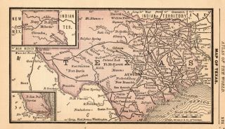 Rare Antique Texas State Map 1888 Rare Miniature Vintage Map Of Texas 6850