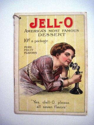 Vintage " Jell - O " Dessert Booklet W/ Woman On Old Time Telephone