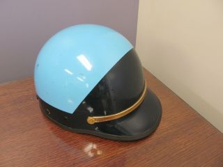 Vintage Bell Toptex Police Helmet 7 1/4 2 - Tone Blue W/ Gold See Photos -