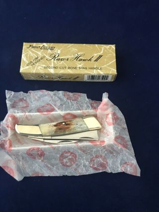 Vintage Frost Razor Hawk Ii Japanese Knife White Smooth Bone Model 17 - 509sb