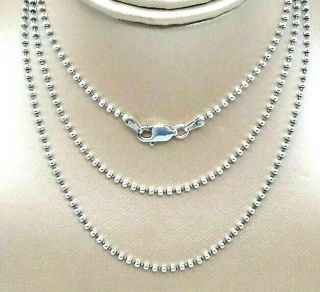 Long 925 Sterling Silver Italian Small Ball Bead Chain Vintage Necklace 30 "