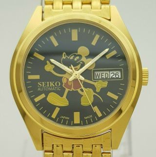 Vintage Seiko 5 Japan Micky Mouse 17j 6309 Automatic Gold Plated Men 
