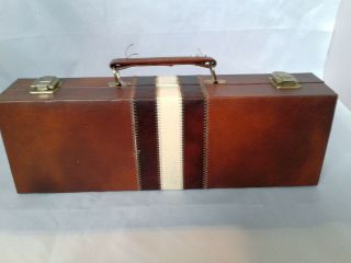 Vintage Tile Rummy Game In Faux Leather Travel Case With Instructions.