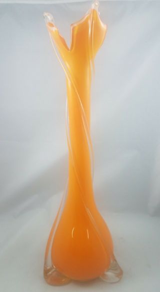 Vintage Alrose Empoli Fratelli Art Glass Vase Made In Italy Slung 6