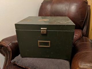 Vintage Military Green Large Metal File Folder Box Storage Industrial Decor