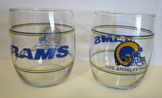 2 X Los Angeles Rams Glasses Rocks Tumbler Cocktail Cups Vintage 1980 