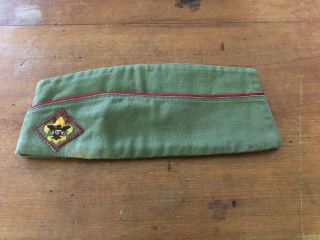 Vintage Boy Scout Garrison Hat Cap Bsa Eagle Patch Size Large