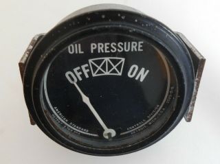 Vintage American Standard Controls Division Oil Pressure On Xx Off Gauge
