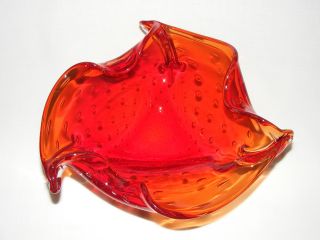 Vintage Mid Century Modern Atomic Ruby Red Italian Murano Art Glass Vase Bowl