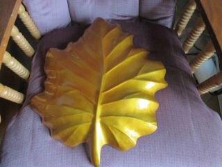 Vintage Leaf Shaped Tray Bowl Ashtray Decor w/Handle Large 17 