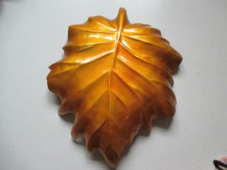Vintage Leaf Shaped Tray Bowl Ashtray Decor w/Handle Large 17 