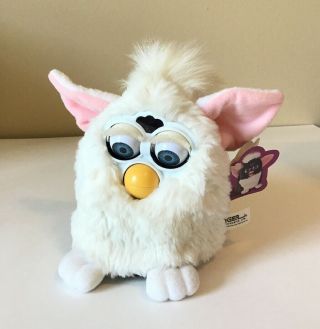 Vintage Furby 1998 70 - 800 White Blue Eyes Pink Ears Not W Tags