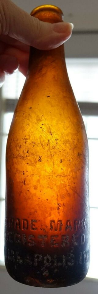 Vintage Indianapolis Straight Side Amber Coca Cola Bottle Glass Antique Script