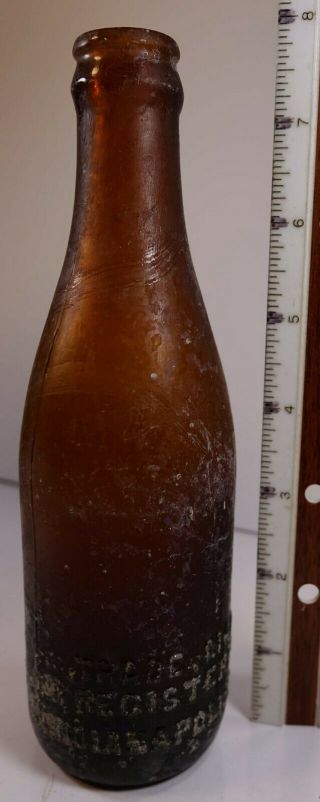 Vintage Indianapolis Straight Side Amber Coca Cola Bottle Glass Antique Script 4